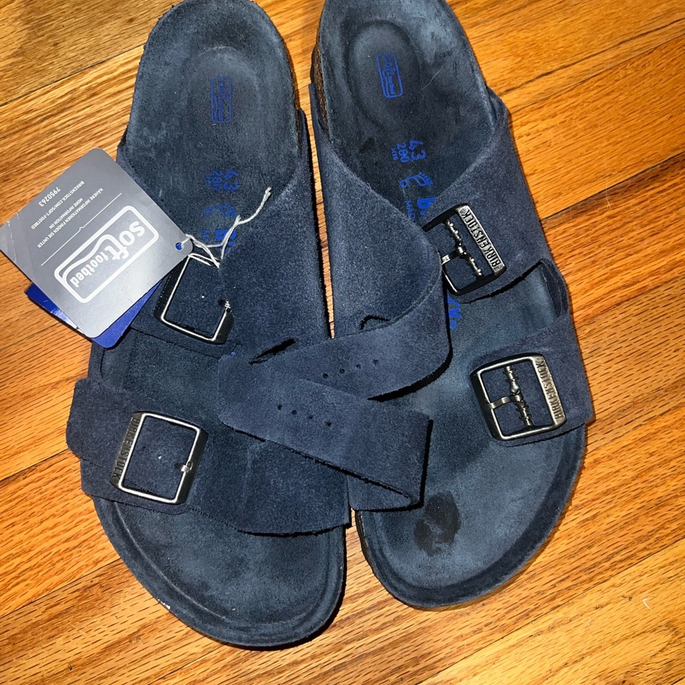 Birkenstock Men's Dark Blue Suede Sandals